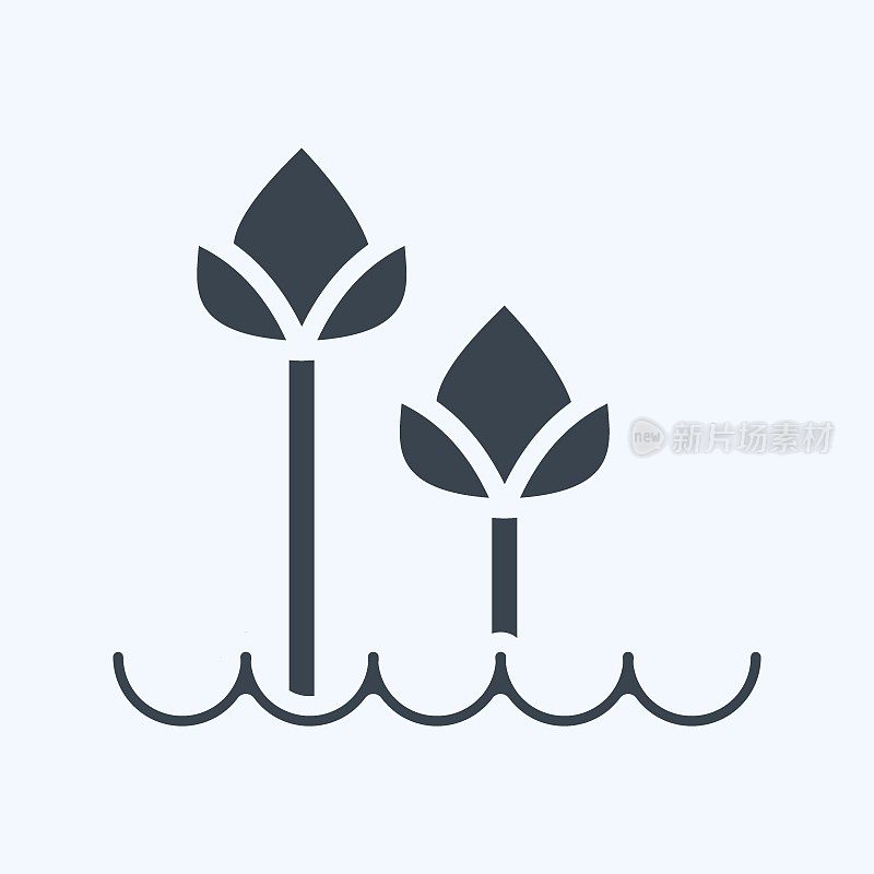 Icon Tulips 2. related to Flora symbol. glyph style. simple illustration. plant. Oak. leaf. rose